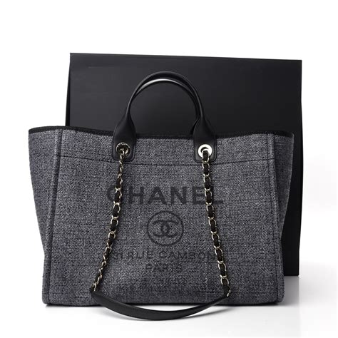 CHANEL Lurex Boucle Medium Deauville Tote Black